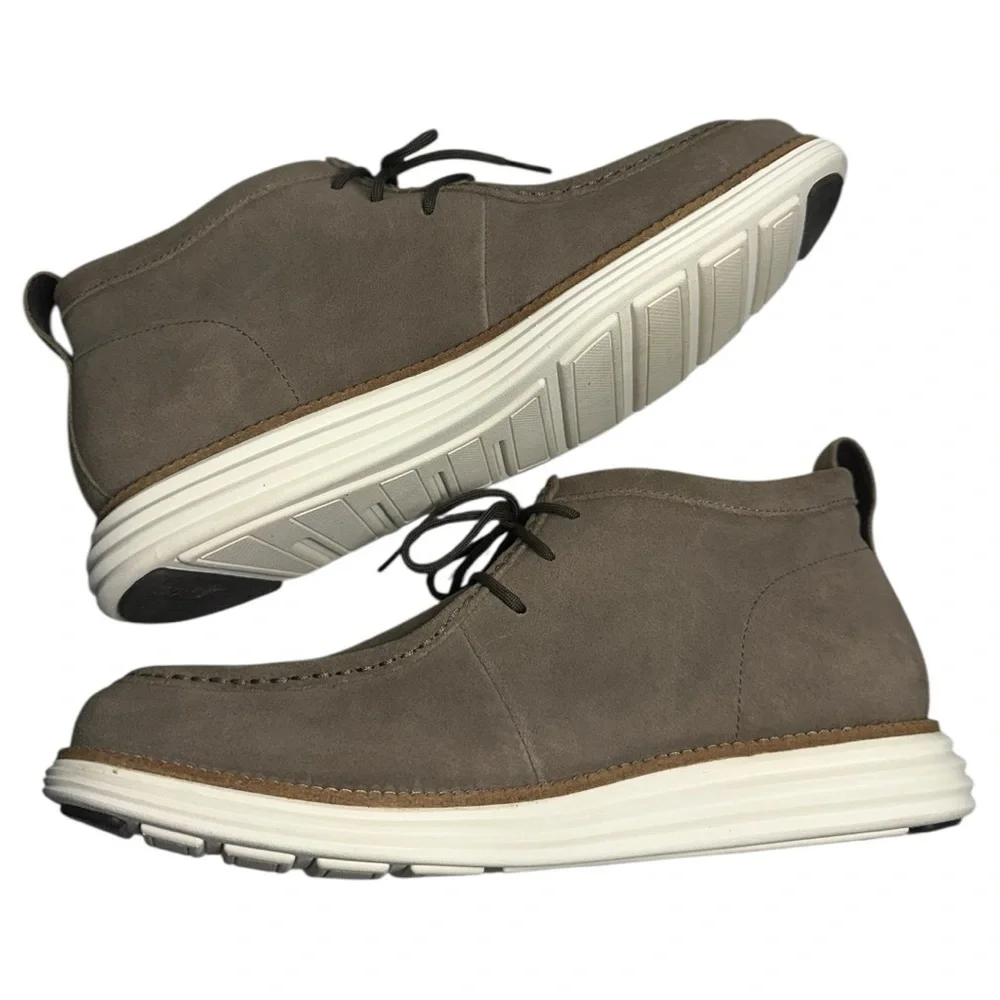 Cole Haan Men's Size 10 Wren Brown Gray Suede ØriginalGrand Moc Toe Chukka Boots
